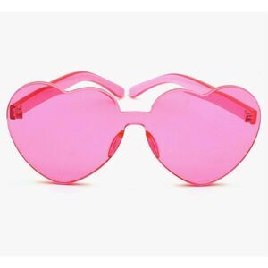Women’s Love Heart Shape Rimless Shield Hippie Groove Pink Fashion Sunglasses
